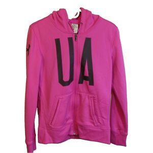 Juniors Small Hoodie Zipped Under Armour Cold Gear Storm Pink Pockets Long Sleev